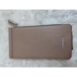 Heng Sheng Womens Metallic Bronze Crosshatch Bifold Wallet 12 Card Slots Zipper